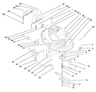 Deck Assembly (38" Cutting Unit) Diagram and Parts List for 71219 8900001 - 8999999 Toro Lawn Tractor