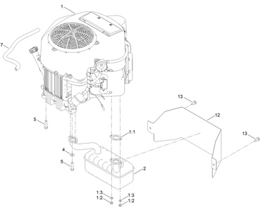 Engine And Muffler Assembly Diagram and Parts List for 76660 400000000 - 999999999 Toro Lawn Tractor
