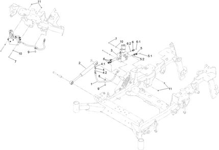 Wing Deck Hydraulic Lift Assembly Diagram and Parts List for 74096 400000000-403247446 Toro Lawn Tractor