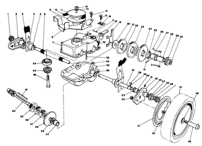 Gear Case Assembly Diagram and Parts List for 20676 5000001 - 5999999 Toro Lawn Mower