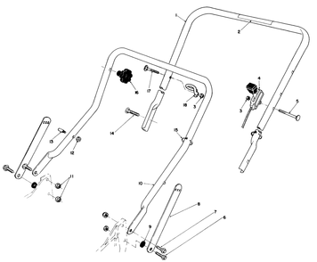 Handle Assembly Diagram and Parts List for 20561 0000001 - 0999999 Toro Lawn Mower