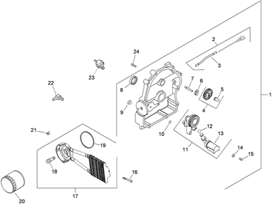 Part Location Diagram of 24009167-S Toro Closure Plate and Bearing Asm (Includes 2-15)