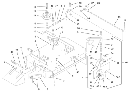 Deck, Drive Pulleys & Caster Wheels Diagram and Parts List for 30193 990001 - 990250 Toro Lawn Mower