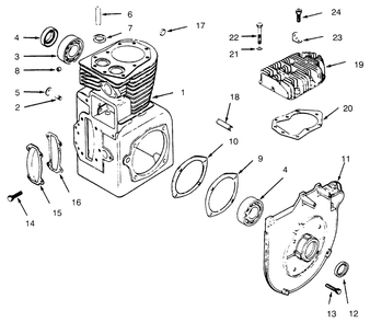 Crankcase And Cylinder Head Diagram and Parts List for 73362 6900001 - 6999999 Toro Lawn Tractor