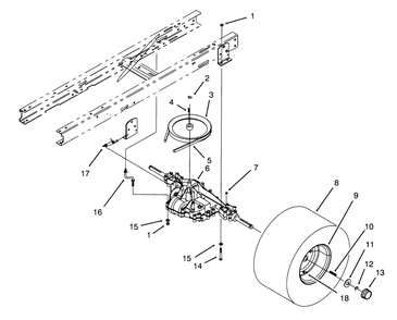 Transaxle Assembly Diagram and Parts List for 71180 3900001 - 3999999 Toro Lawn Tractor