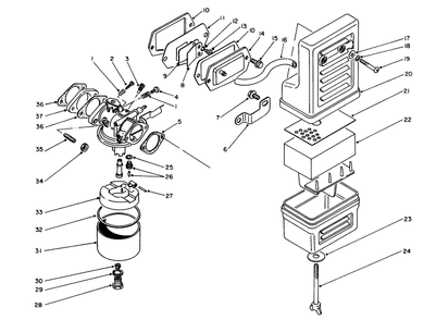 Air Cleaner-Carburetor Assembly Diagram and Parts List for 62012 8000001 - 8999999 Toro Generator