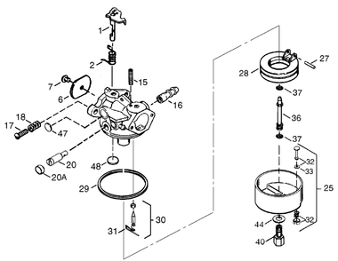 Carburetor No. 640081 Diagram and Parts List for 38062 8900001 - 8999999 Toro Snow Blower