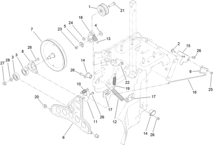 Pulley And Bellcrank Assembly Diagram and Parts List for 31875 413000000 - 414119399 Toro Snow Blower