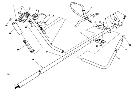 Handle Assembly Diagram and Parts List for 51645 7000001 - 7999999 Toro Trimmer