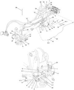 Hydraulic Plumbing Assembly Diagram and Parts List for 25463E 400000000 - 999999999 Toro Lawn Tractor Accessories