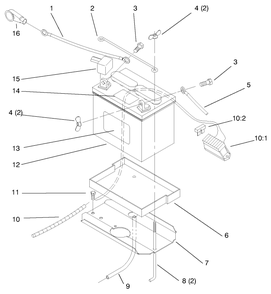 Battery Diagram and Parts List for 72064 7900001 - 7999999 Toro Lawn Tractor