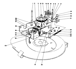 Blade Drive Assembly Diagram and Parts List for 56125 5000001 - 5999999 Toro Lawn Tractor