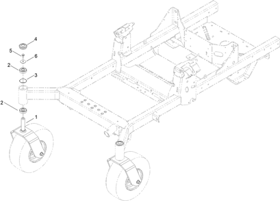 Front Caster Wheel Assembly Diagram and Parts List for 76601 409103364 - 410399999 Toro Lawn Tractor