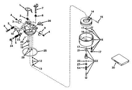 Carburetor No. 631581 Diagram and Parts List for 18171 1000001 - 1999999 Toro Lawn Mower