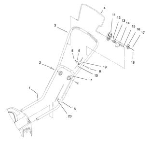 Handle Anad Controls Assembly Diagram and Parts List for 20650 89000001 - 89999999 Toro Lawn Mower