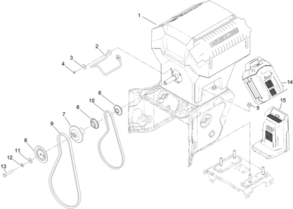 Powerhead, Pulley And Belt Assembly Diagram and Parts List for 39926 411900000 - 414489525 Toro Snow Blower