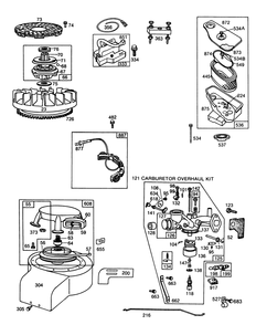 Engine 8 H.P. Briggs & Stratton Model No. 193707-0152-01 (Continued) Diagram and Parts List for 56170 6000001 - 6999999 Toro Lawn Tractor Accessories