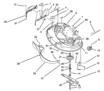 Housing & Spindle (38" Cutting Unit) (Model No. 71191 Only) Diagram and Parts List for 71213 59000001 - 59100000 Toro Lawn Tractor