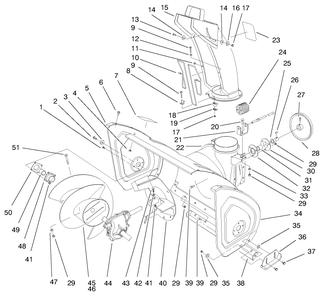 Auger And Housing Assembly Diagram and Parts List for 38084 9900001 - 9999999 Toro Snow Blower