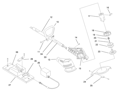 Motor Housing, Motor & Handle Assembly Diagram and Parts List for 51562 79000001 - 79999999 Toro Trimmer