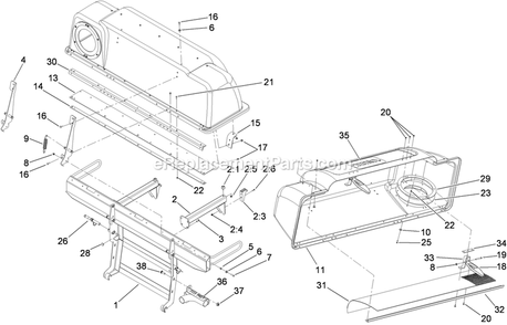 Hood And Frame Assembly Diagram and Parts List for 78563 400000000-405699999 Toro Lawn Tractor
