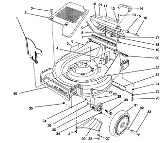 Housing Assembly Diagram and Parts List for 26621B 2000001 - 2999999 Toro Lawn Mower