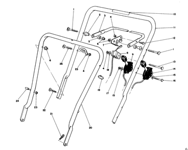 Handle Assembly Diagram and Parts List for 16785 0000001 - 0999999 Toro Lawn Mower