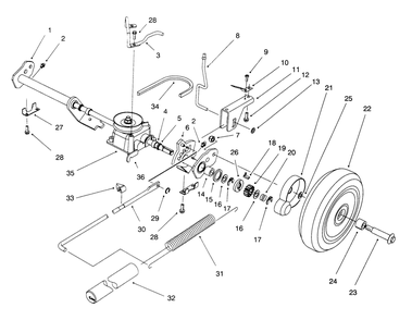 S. P. Rear Axle Assembly Diagram and Parts List for 20923B 69000001 - 69999999 Toro Lawn Mower