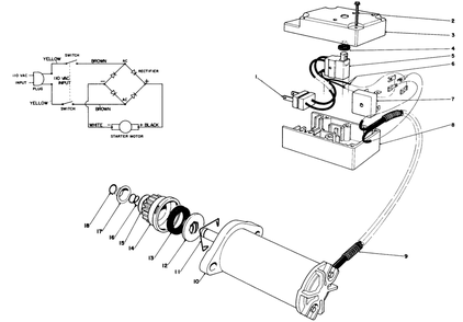 Starter Motor & Switch Assembly Diagram and Parts List for 38162 9000001 - 9999999 Toro Snow Blower