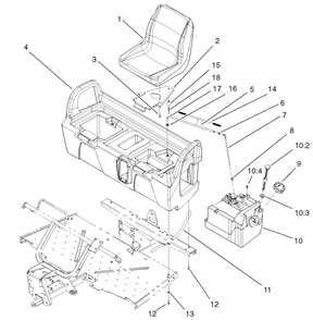 Seatbase Assembly Diagram and Parts List for 12003 210000001 - 210999999 Toro Lawn Tractor