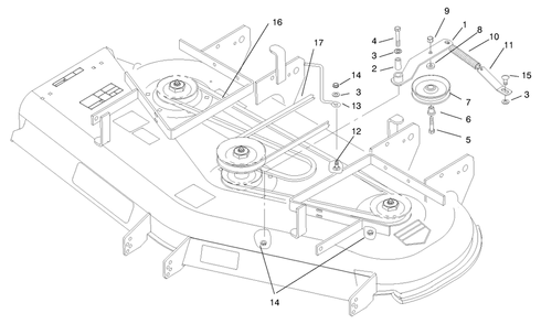 Belts And Idler Assembly Diagram and Parts List for 74206 (890001-899999)(1998) Toro Lawn Mower