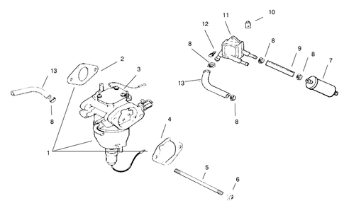 Fuel System Diagram and Parts List for 74160 790001 - 799999 Toro Lawn Tractor