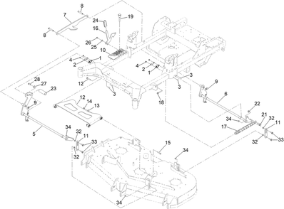 Deck Lift Assembly Diagram and Parts List for 77283 414152146 - 999999999 Toro Lawn Tractor
