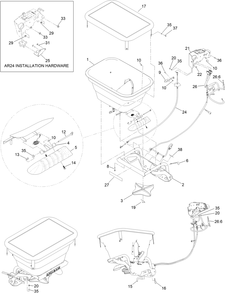 Spreader Hopper And Frame Assembly Diagram and Parts List for 33525 410231189 - 412999999 Toro Aerator