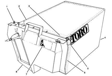 Grass Bag Assembly No. 11-0189 Diagram and Parts List for 20761B 39000001 - 39999999 Toro Lawn Mower