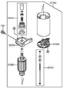 Starter Assembly Diagram and Parts List for 74410 (250007001-250999999)(2005) Toro Lawn Mower