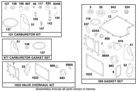 Engine Briggs & Stratton Model 28q777-0668-A1 Diagram and Parts List for 71218 7900001 - 7999999 Toro Lawn Tractor