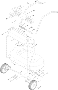 Front Bumper And Wheel Assemby Diagram and Parts List for 22200 (314000001-314999999)(2014) Toro Lawn Mower