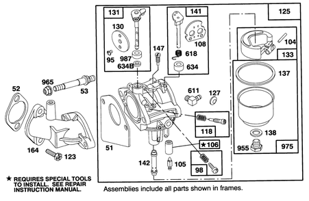 Engine Briggs & Stratton Model 28m707-0122-01 Diagram and Parts List for 71213 59000001 - 59100000 Toro Lawn Tractor