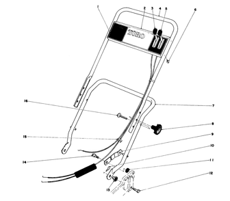 Handle Assembly Diagram and Parts List for 20750 8000001 - 8999999 Toro Lawn Mower