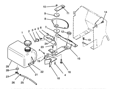 Fuel Tank And Steering Bracket Assembly Diagram and Parts List for 72060 3900001 - 3999999 Toro Lawn Tractor