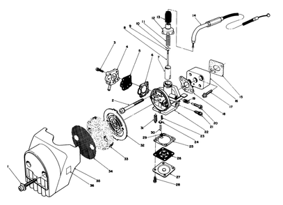 Carburetor & Air Cleaner Assembly Diagram and Parts List for 51644 6000001 - 6999999 Toro Trimmer