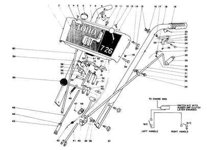 Handle Assembly Diagram and Parts List for 31763 4000001 - 4999999 Toro Snow Blower