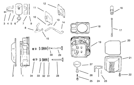 Head/Valve/Breather Diagram and Parts List for 74105 79000001 - 79999999 Toro Lawn Tractor