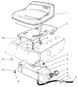 Seat & Gas Tank Assembly Diagram and Parts List for 70122 9900001 - 9999999 Toro Lawn Tractor