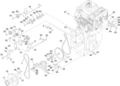 Auger Drive Assembly Diagram and Parts List for 38838 414370817 - 414371069 Toro Snow Blower