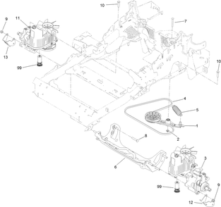 Hydraulic Pump, Idler And Belt Assembly Diagram and Parts List for 74942TE (316000001-316999999)(2016) Toro Lawn Tractor