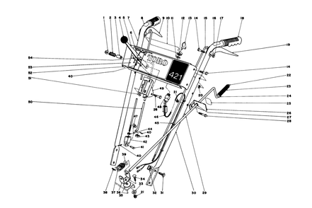 Handle Assembly Diagram and Parts List for 38010 0000001 - 0999999 Toro Snow Blower