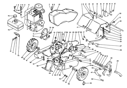 Engine And Frame Assembly Diagram and Parts List for 58170 3000001 - 3999999 Toro Tiller