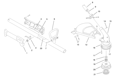 Boom And Trimmer Assembly Diagram and Parts List for 51907 790000001 - 799999999 Toro Trimmer